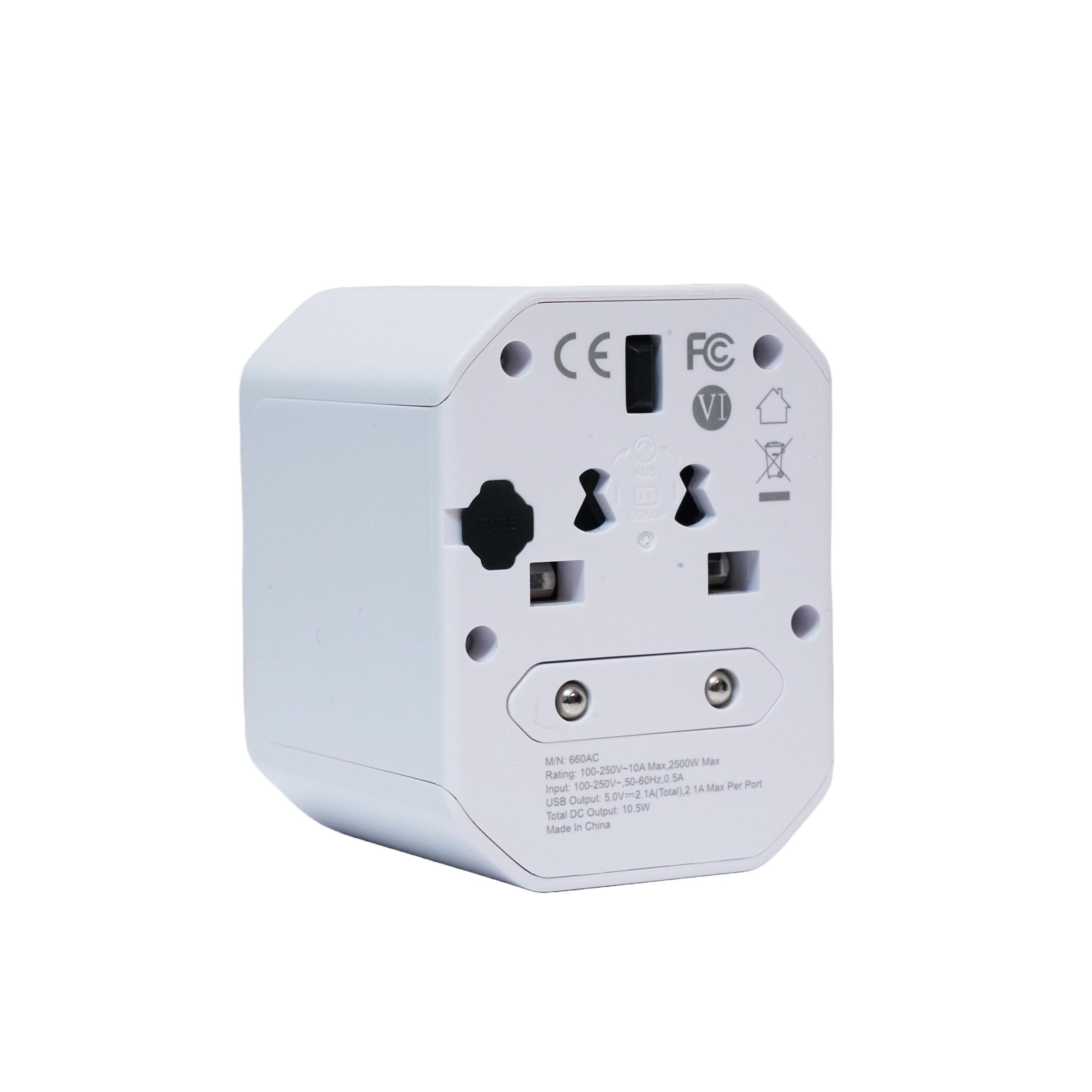 Personalised Universal Travel Adaptor - White